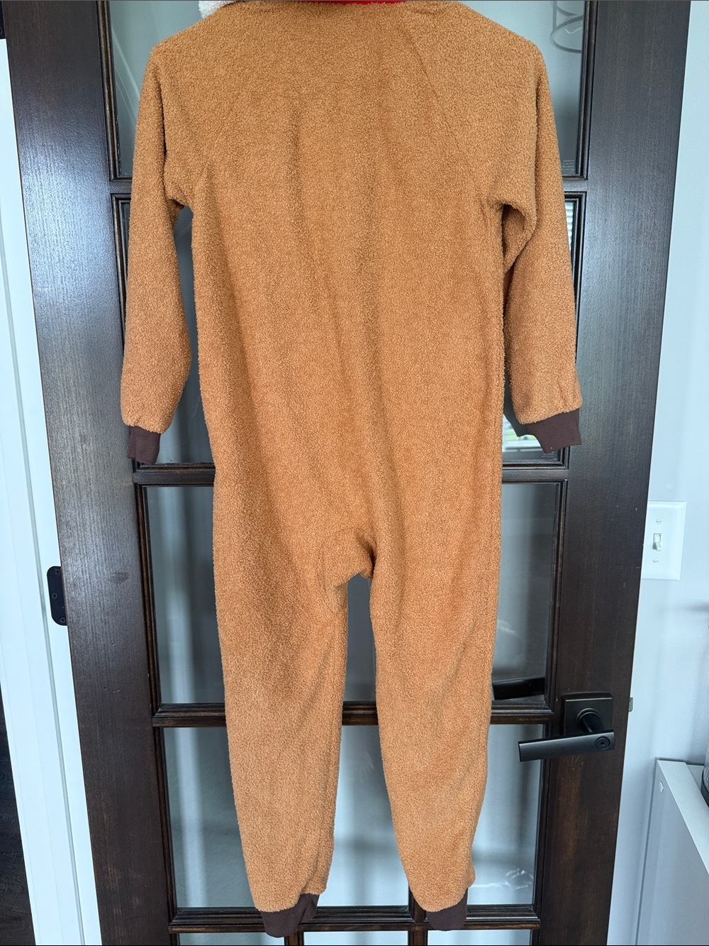 Cat & Jack Cozy Brown Holiday Hooded Kids One-Piece PJ’s - Picture 6 of 7